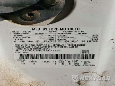 Zdjęcie 13 z 13 samochodu: 2008 FORD F350 SRW SUPER DUTY VIN:1FTWX31R08ED33592 - miniatura