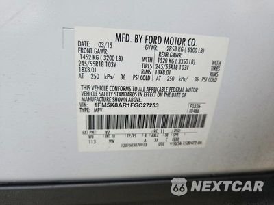 Zdjęcie 14 z 14 samochodu: 2015 FORD EXPLORER POLICE INTERCEPTOR VIN:1FM5K8AR1FGC27253 - miniatura
