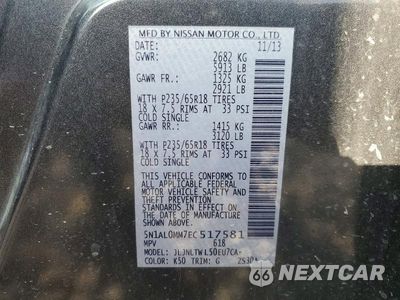 Zdjęcie 13 z 13 samochodu: 2014 INFINITI QX60 BASE VIN:5N1AL0MM7EC517581 - miniatura