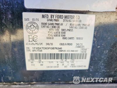 Zdjęcie 13 z 13 samochodu: 2015 FORD EXPLORER XLT VIN:1FM5K7D83FGB76240 - miniatura