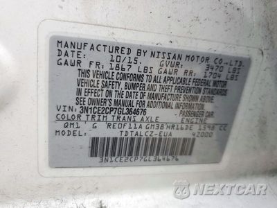Zdjęcie 12 z 12 samochodu: 2016 NISSAN VERSA NOTE S PLUS VIN:3N1CE2CP7GL364676 - miniatura