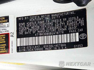 Zdjęcie 12 z 12 samochodu: 2011 TOYOTA AVALON BASE VIN:4T1BK3DB6BU418778 - miniatura