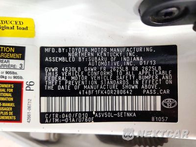 Zdjęcie 12 z 12 samochodu: 2013 TOYOTA CAMRY LE VIN:4T4BF1FK4DR280642 - miniatura