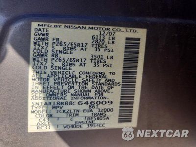 Zdjęcie 13 z 13 samochodu: 2008 NISSAN PATHFINDER S VIN:5N1AR18B88C646009 - miniatura
