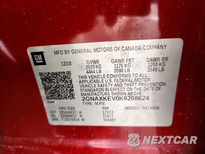 Zdjęcie 12 z 12 samochodu: 2019 CHEVROLET EQUINOX LT VIN:2GNAXKEV0K6208624 - miniatura