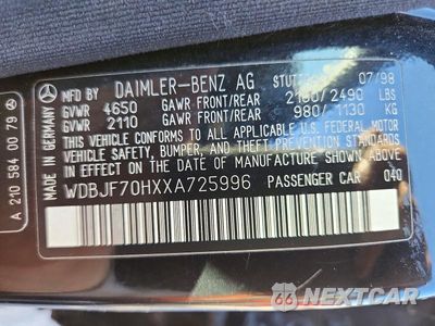 Zdjęcie 12 z 12 samochodu: 1999 MERCEDES-BENZ E CLASS VIN:WDBJF70HXXA725996 - miniatura