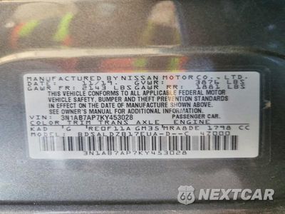 Zdjęcie 12 z 12 samochodu: 2019 NISSAN SENTRA SV VIN:3N1AB7AP7KY453028 - miniatura