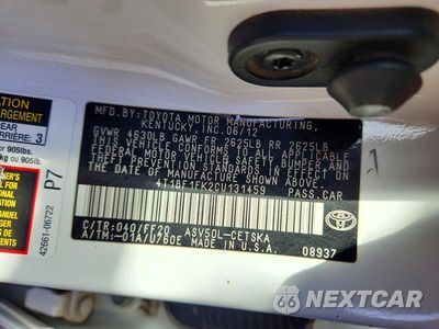 Zdjęcie 12 z 12 samochodu: 2012 TOYOTA CAMRY SE VIN:4T1BF1FK2CU131459 - miniatura