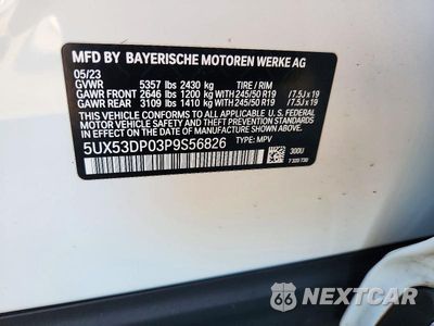 Zdjęcie 12 z 12 samochodu: 2023 BMW X3 XDRIVE30I VIN:5UX53DP03P9S56826 - miniatura