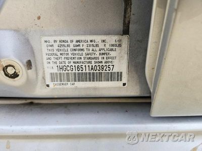 Zdjęcie 12 z 12 samochodu: 2001 HONDA ACCORD EX VIN:1HGCG16511A039257 - miniatura
