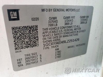 Zdjęcie 12 z 12 samochodu: 2020 CHEVROLET SILVERADO K1500 VIN:1GCRYAEH9LZ251426 - miniatura