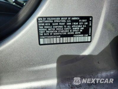Zdjęcie 12 z 12 samochodu: 2017 VOLKSWAGEN PASSAT SEL PREMIUM VIN:1VWCT7A32HC047446 - miniatura