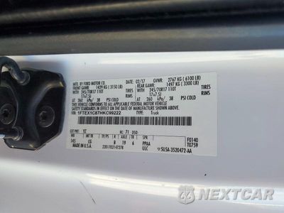 Zdjęcie 12 z 12 samochodu: 2017 FORD F150 SUPER CAB VIN:1FTEX1C87HKC99222 - miniatura