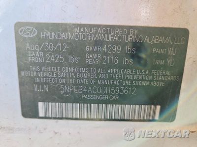 Zdjęcie 13 z 13 samochodu: 2013 HYUNDAI SONATA GLS VIN:5NPEB4AC0DH593612 - miniatura