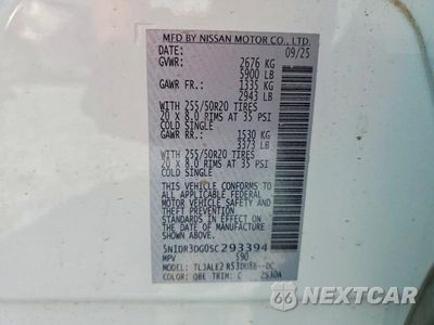 Zdjęcie 14 z 14 samochodu: 2025 NISSAN PATHFINDER PLATINUM VIN:5N1DR3DG0SC293394 - miniatura