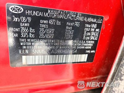 Zdjęcie 12 z 12 samochodu: 2019 HYUNDAI SANTA FE SE VIN:5NMS2CAD9KH076454 - miniatura