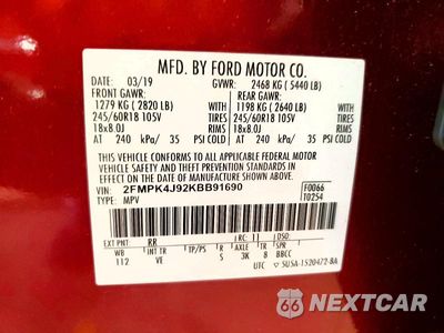 Zdjęcie 13 z 13 samochodu: 2019 FORD EDGE SEL VIN:2FMPK4J92KBB91690 - miniatura