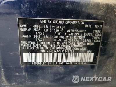 Zdjęcie 13 z 13 samochodu: 2018 SUBARU OUTBACK 2.5I VIN:4S4BSAAC7J3248792 - miniatura