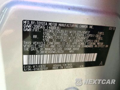 Zdjęcie 12 z 12 samochodu: 2013 TOYOTA RAV4 LE VIN:2T3BFREV0DW029029 - miniatura