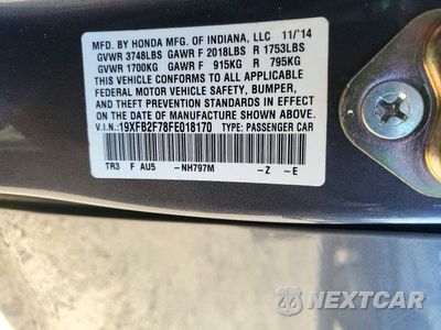 Zdjęcie 12 z 12 samochodu: 2015 HONDA CIVIC SE VIN:19XFB2F78FE018170 - miniatura