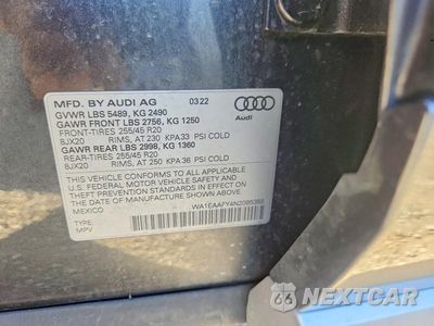 Zdjęcie 12 z 12 samochodu: 2022 AUDI Q5 PREMIUM PLUS 45 VIN:WA1EAAFY4N2085355 - miniatura