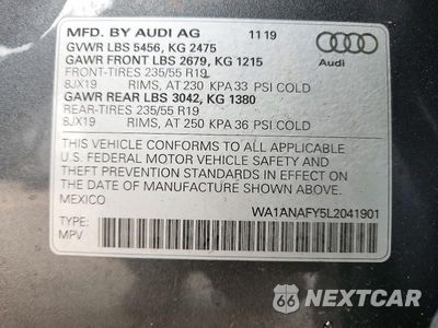 Zdjęcie 14 z 14 samochodu: 2020 AUDI Q5 PREMIUM VIN:WA1ANAFY5L2041901 - miniatura