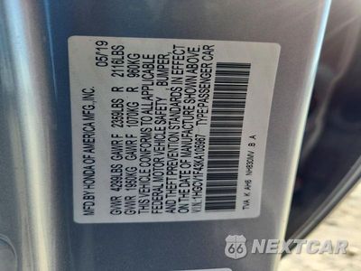 Zdjęcie 12 z 12 samochodu: 2019 HONDA ACCORD EX VIN:1HGCV1F43KA105967 - miniatura