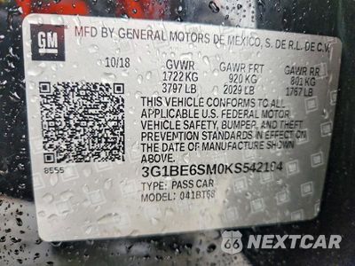Zdjęcie 12 z 12 samochodu: 2019 CHEVROLET CRUZE LT VIN:3G1BE6SM0KS542104 - miniatura