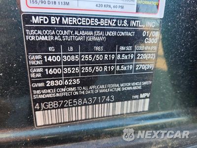 Zdjęcie 12 z 12 samochodu: 2008 MERCEDES-BENZ ML 550 VIN:4JGBB72E58A371743 - miniatura