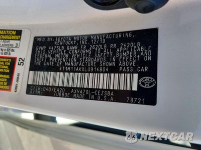 Zdjęcie 12 z 12 samochodu: 2020 TOYOTA CAMRY SE VIN:4T1M11AKXLU914804 - miniatura