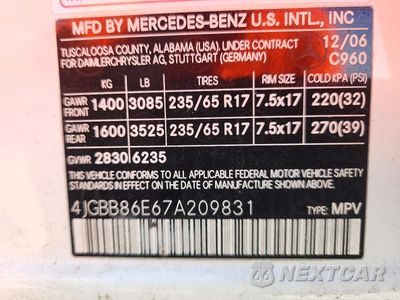 Zdjęcie 13 z 13 samochodu: 2007 MERCEDES-BENZ ML 350 VIN:4JGBB86E67A209831 - miniatura
