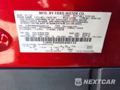 Zdjęcie 12 z 12 samochodu: 2013 LINCOLN MKS VIN:1LNHL9EK0DG600132 - miniatura