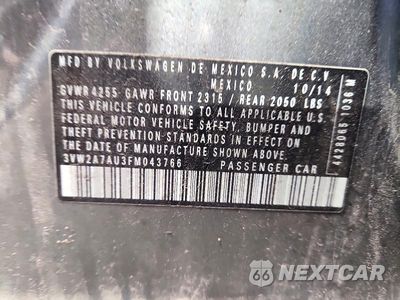 Zdjęcie 12 z 12 samochodu: 2015 VOLKSWAGEN GOLF TDI VIN:3VW2A7AU3FM043766 - miniatura