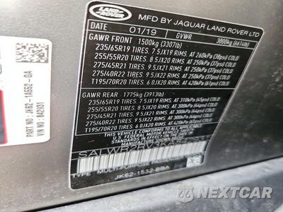 Zdjęcie 13 z 13 samochodu: 2019 LAND ROVER RANGE ROVER SPORT HSE VIN:SALWR2RV3KA842931 - miniatura