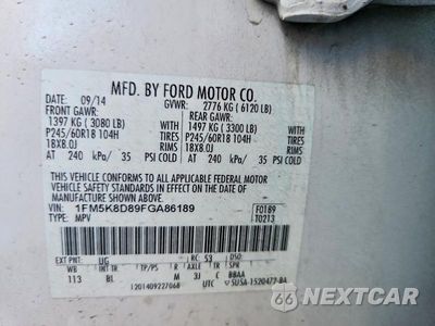Zdjęcie 13 z 13 samochodu: 2015 FORD EXPLORER XLT VIN:1FM5K8D89FGA86189 - miniatura