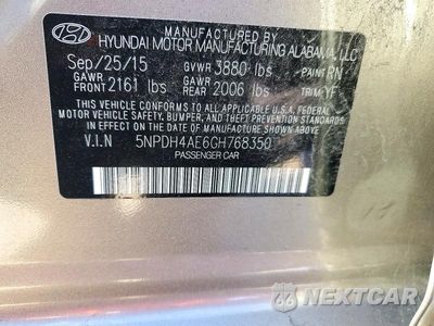 Zdjęcie 12 z 12 samochodu: 2016 HYUNDAI ELANTRA VALUE EDITION VIN:5NPDH4AE6GH768350 - miniatura