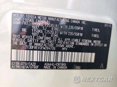 Zdjęcie 12 z 12 samochodu: 2015 TOYOTA RAV4 LIMITED VIN:2T3DFREV3FW284706 - miniatura