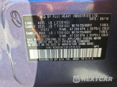 Zdjęcie 13 z 13 samochodu: 2015 SUBARU OUTBACK 2.5I PREMIUM VIN:4S4BSACC0F3235323 - miniatura