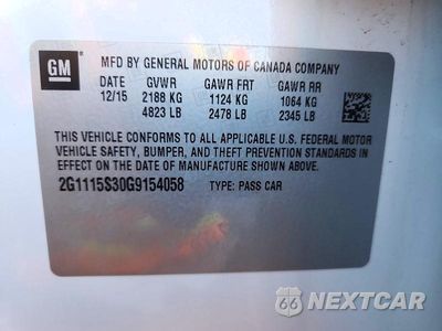 Zdjęcie 13 z 13 samochodu: 2016 CHEVROLET IMPALA LT VIN:2G1115S30G9154058 - miniatura