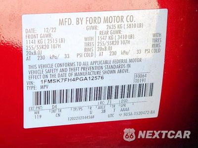 Zdjęcie 14 z 14 samochodu: 2023 FORD EXPLORER LIMITED VIN:1FMSK7FH4PGA12576 - miniatura