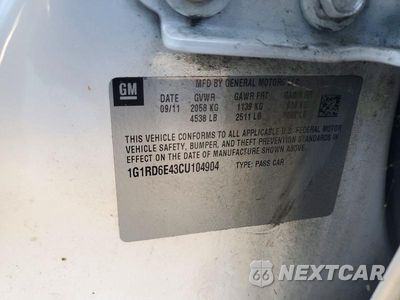Zdjęcie 12 z 12 samochodu: 2012 CHEVROLET VOLT VIN:1G1RD6E43CU104904 - miniatura