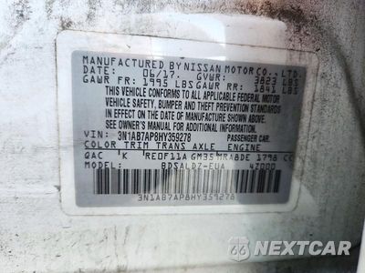 Zdjęcie 13 z 13 samochodu: 2017 NISSAN SENTRA SV VIN:3N1AB7AP8HY359278 - miniatura