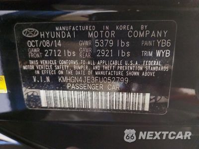 Zdjęcie 12 z 12 samochodu: 2015 HYUNDAI GENESIS 3.8L VIN:KMHGN4JE3FU052799 - miniatura