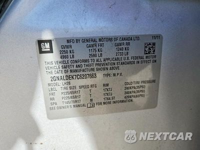 Zdjęcie 13 z 13 samochodu: 2012 CHEVROLET EQUINOX LT VIN:2GNALDEK7C6207663 - miniatura