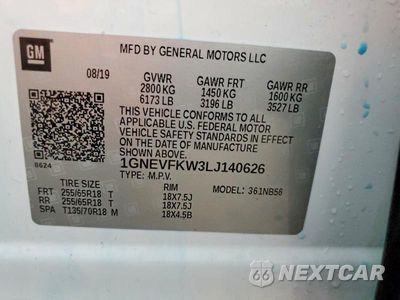 Zdjęcie 12 z 12 samochodu: 2020 CHEVROLET TRAVERSE LS VIN:1GNEVFKW3LJ140626 - miniatura