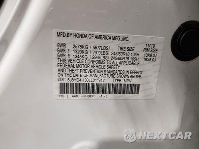Zdjęcie 13 z 13 samochodu: 2020 ACURA MDX VIN:5J8YD4H30LL011842 - miniatura