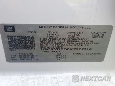 Zdjęcie 13 z 13 samochodu: 2019 CHEVROLET SILVERADO K1500 LT VIN:1GCRYDED0KZ277216 - miniatura