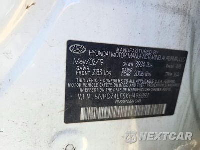 Zdjęcie 12 z 12 samochodu: 2019 HYUNDAI ELANTRA SE VIN:5NPD74LF5KH496097 - miniatura