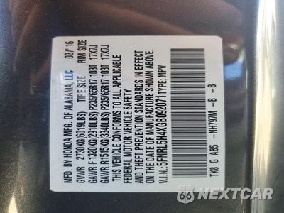Zdjęcie 13 z 13 samochodu: 2016 HONDA ODYSSEY EX VIN:5FNRL5H4XGB092071 - miniatura