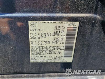 Zdjęcie 13 z 13 samochodu: 2016 NISSAN MURANO SV VIN:5N1AZ2MG2GN158538 - miniatura